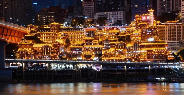 Chongqing Hongya Cave night view_Chongqing Hongya Cave night view_Chongqing Hongya Cave night view