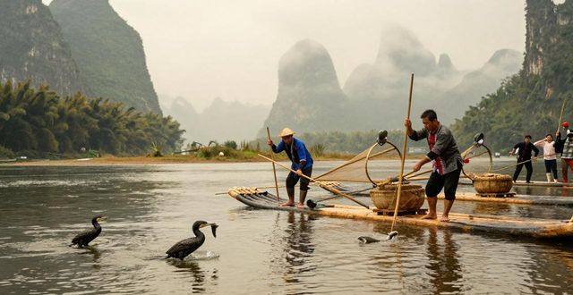 Li River fishing boats_Li River fishing boats_Li River fishing boats