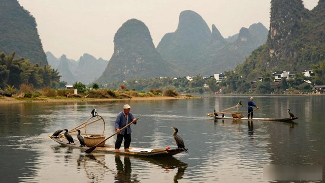 Li River fishing boats_Li River fishing boats_Li River fishing boats