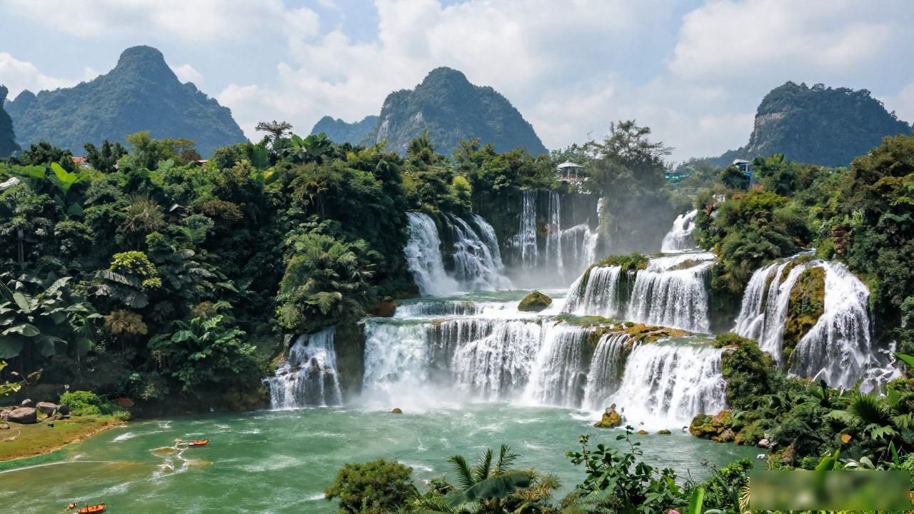 China Vietnam border waterfall_China Vietnam border waterfall_China Vietnam border waterfall