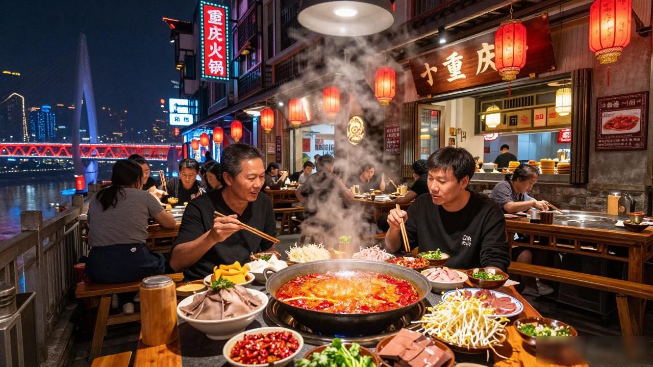 Chongqing hot pot at night_Chongqing hot pot at night_Chongqing hot pot at night