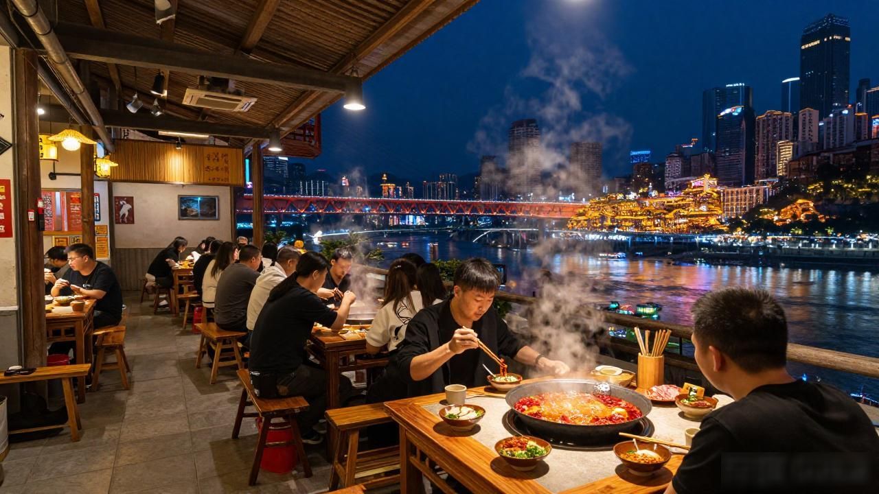 Chongqing hot pot at night_Chongqing hot pot at night_Chongqing hot pot at night