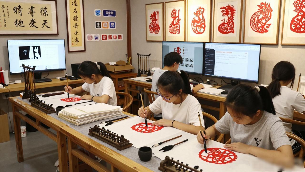 Chinese calligraphy & paper cutting_Chinese calligraphy & paper cutting_Chinese calligraphy & paper cutting