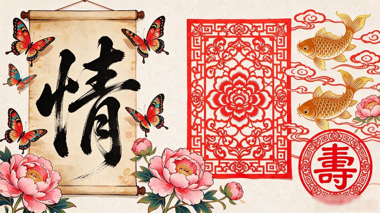 Chinese calligraphy & paper cutting_Chinese calligraphy & paper cutting_Chinese calligraphy & paper cutting