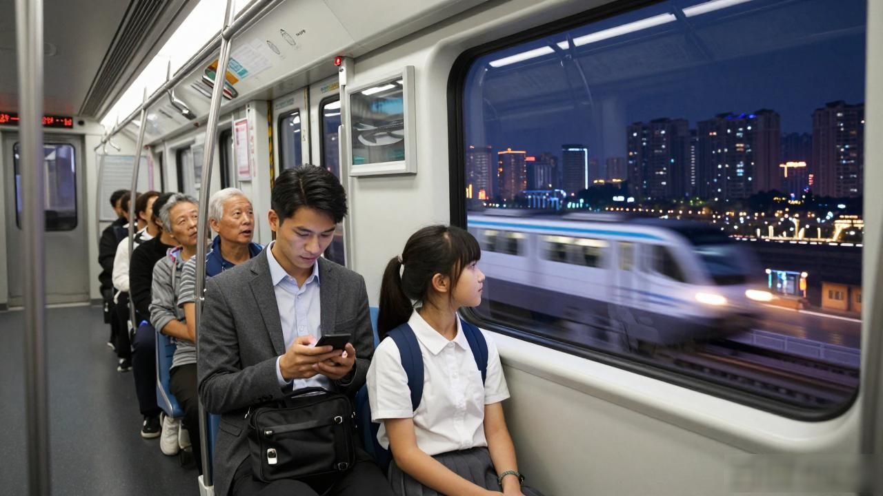 Chongqing light rail at night_Chongqing light rail at night_Chongqing light rail at night